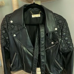 ~WORN TWICE~SHEEPSKIN LEATHER MOTO JACKET